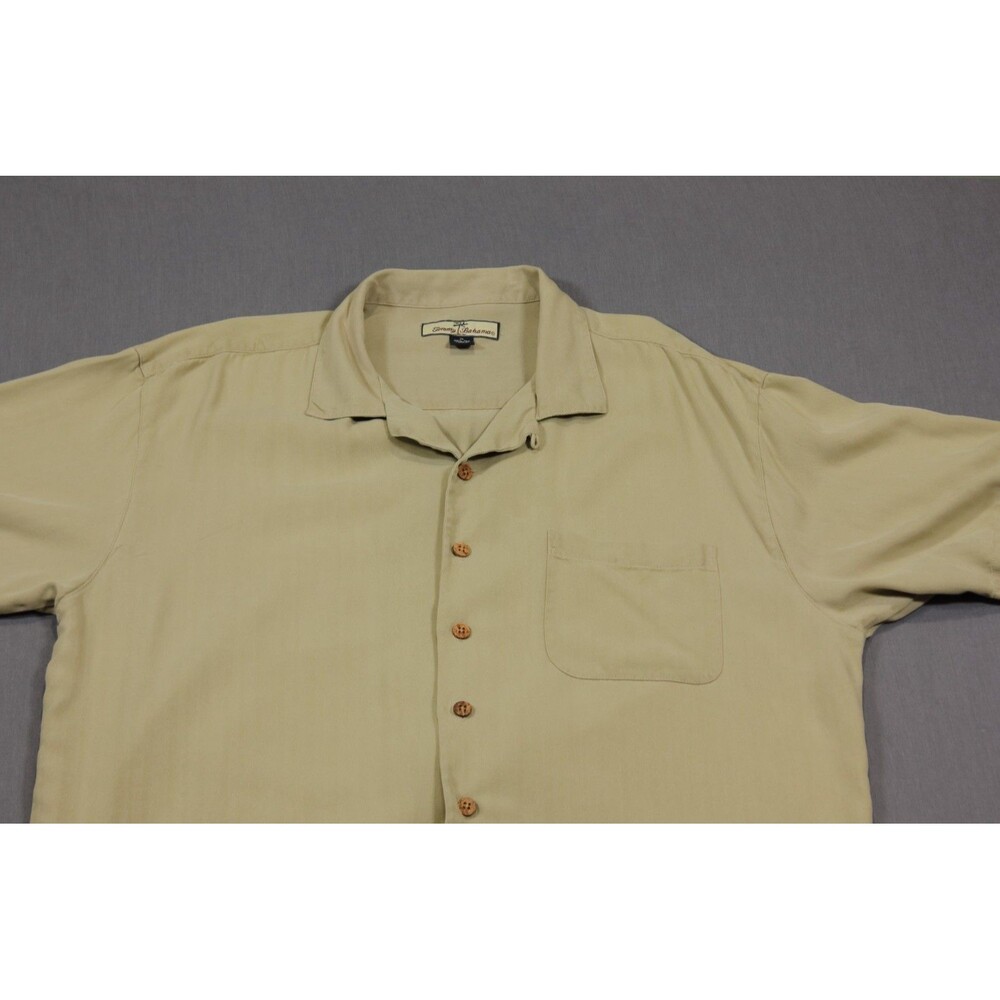 TOMMY BAHAMA 2004 HOLIDAY SURVIVAL KIT SHIRT Tan SILK Short Sleeve XL - Picture 10 of 10